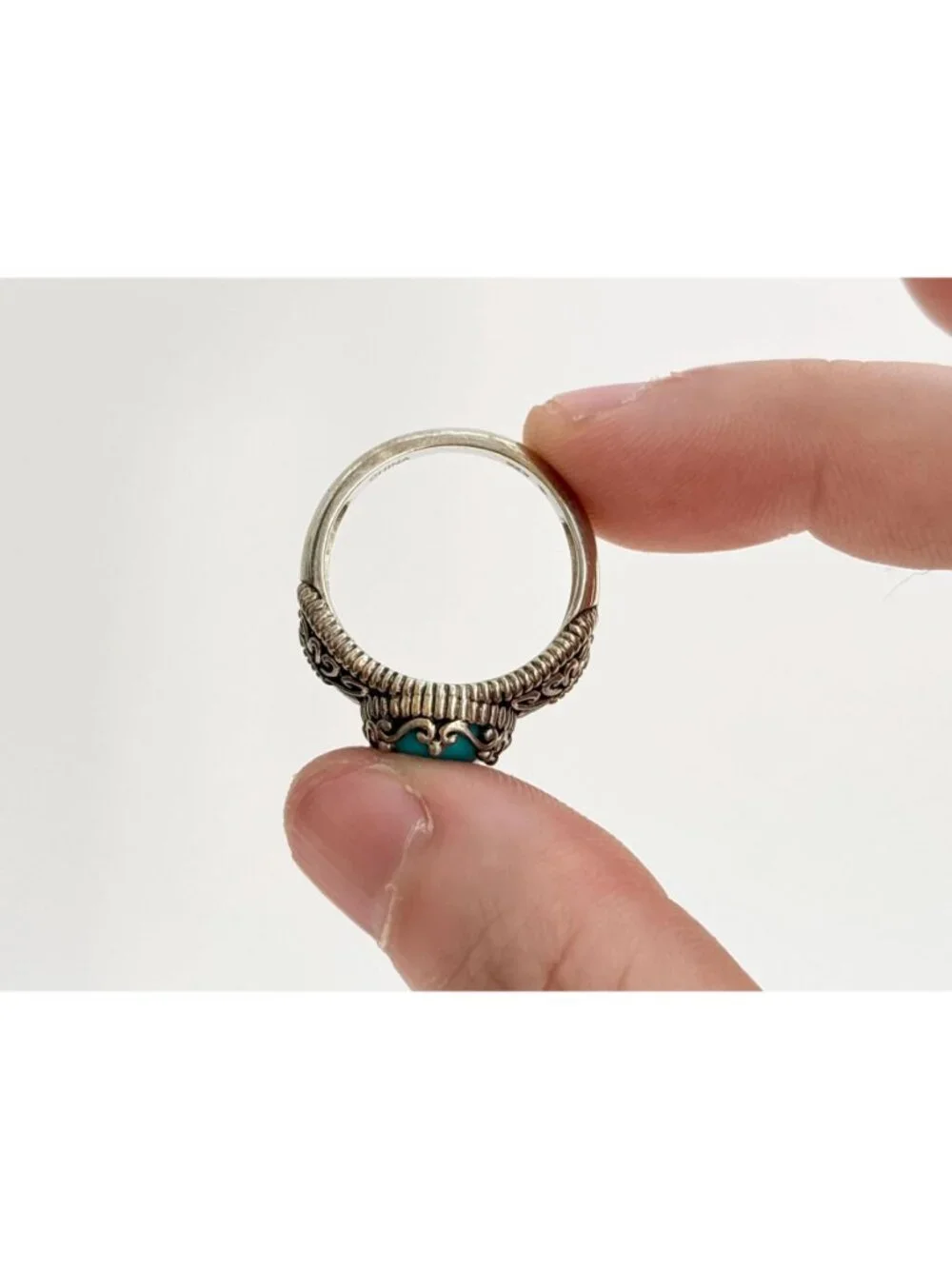 Sleeping Beauty Turquoise Butterfly Sterling Silver 925 Vintage Ring - sz 9